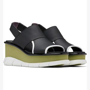NEW Sorel Size 9 Women's Joanie III Slingback Wedge Sandals - Black/ Olive Shade